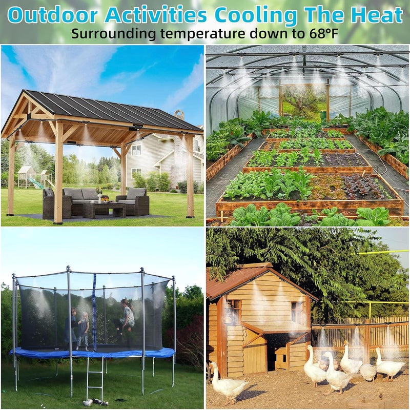lucdnc 50FT Misters for Outside Patio Outdoor Misting System with Water Filter Automatic Cooling Patio Greenhouse Fan BBQ Pool Mist Kit for Irrigation Garden Durable All-Weather 1/4" Tubing - Image 2